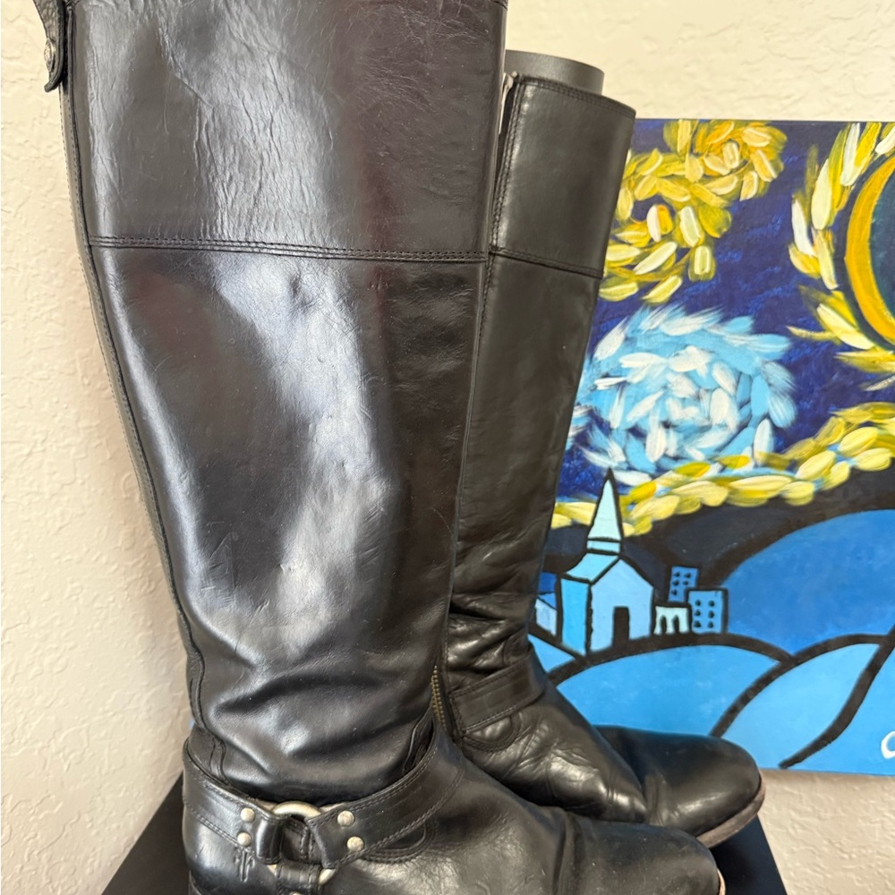 Frye Tall Black Leather Riding Boots 8.5
